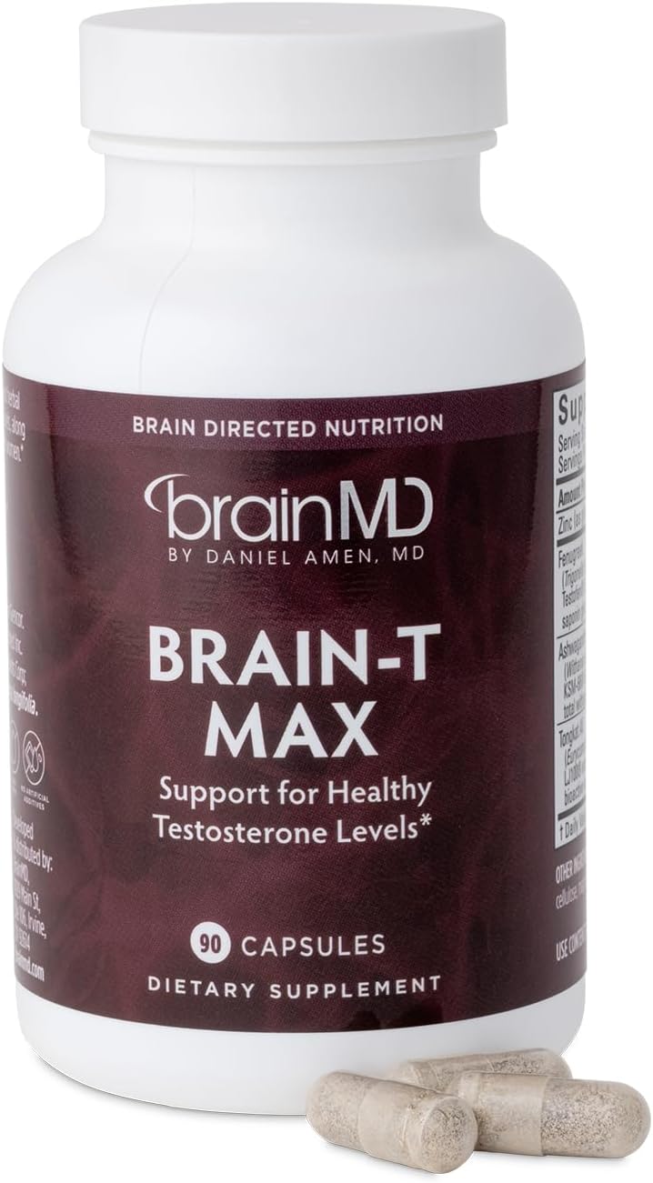 BrainMD Brain T-Max - Suplemento Natural de Apoyo a la Testosterona con Tribulus Terrestris y Fenugreek - 60 Cápsulas