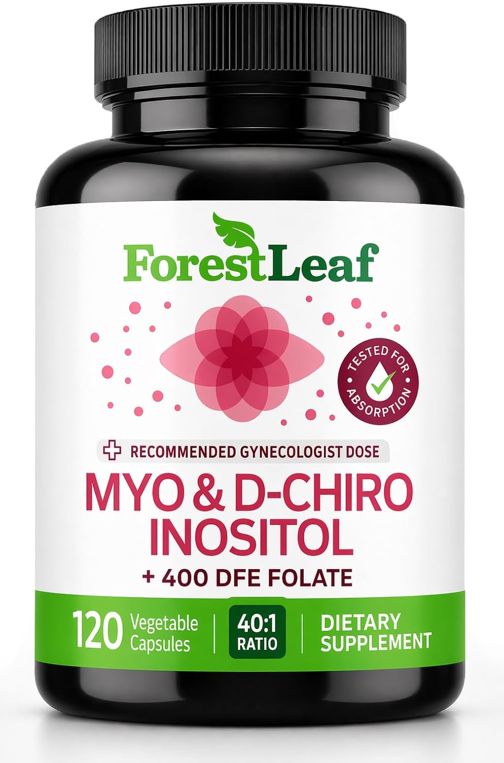 Myo-Inositol & D-Chiro Inositol 40:1 – 2050mg con Folato, 120 Cápsulas
