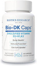 BIOTICS RESEARCH Bio-DK Caps – Vitamina D3 y K2 Emulsificada (60 Cápsulas)
