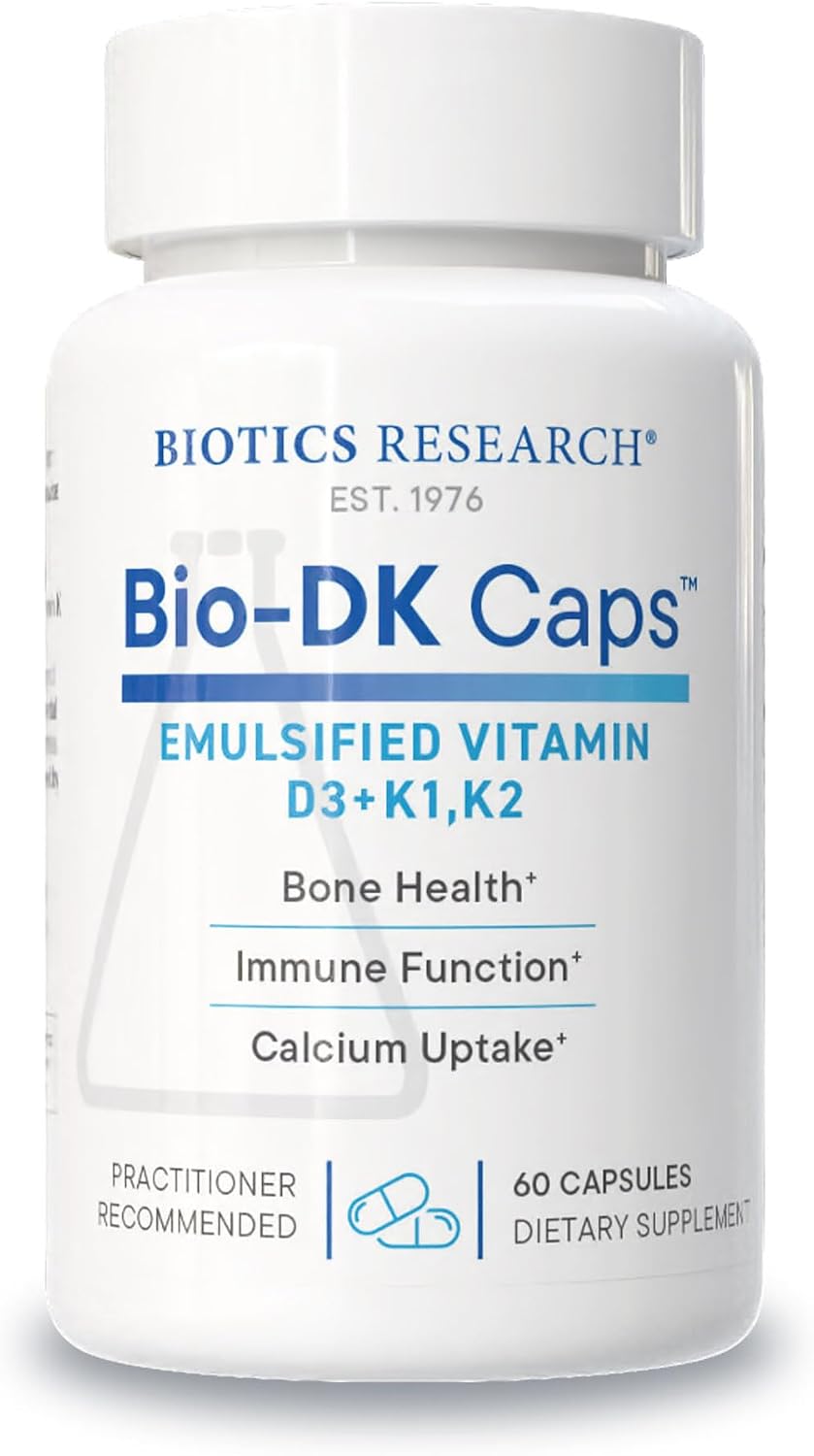 BIOTICS RESEARCH Bio-DK Caps – Vitamina D3 y K2 Emulsificada (60 Cápsulas)