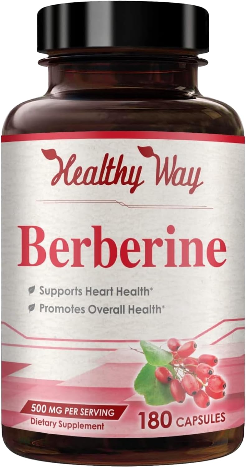 High Strength Berberina 500mg con Quercetina - Complemento Vegano (180 Cápsulas)