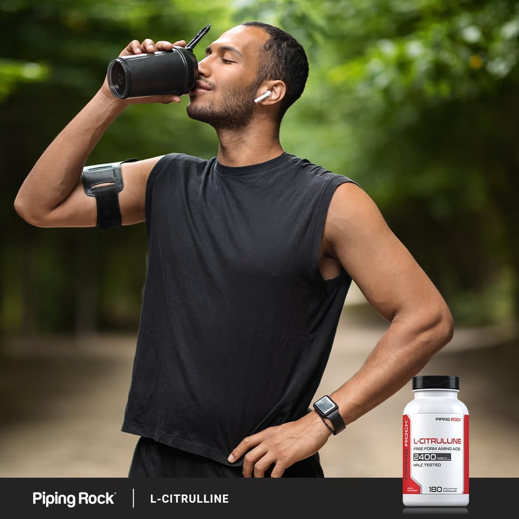 Piping Rock L-Citrulline 2400mg 180 Cápsulas - Aminoácido de Forma Libre - No Transgénico, Sin Gluten