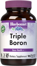 Bluebonnet Triple Boron 3 mg - Complemento de Boro con Citrato, Aspartato y Glicinato - Vegano, Sin Gluten, Non-GMO - 90 Cápsulas Vegetales