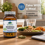Pure Mountain Botanicals Moringa en Cápsulas - 1000mg Orgánico por Ración - 90 Cápsulas - Vegano Kosher Sin Gluten