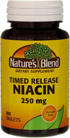 Nature's Blend Niacina de Liberación Sostenida 250 mg, 100 Comprimidos