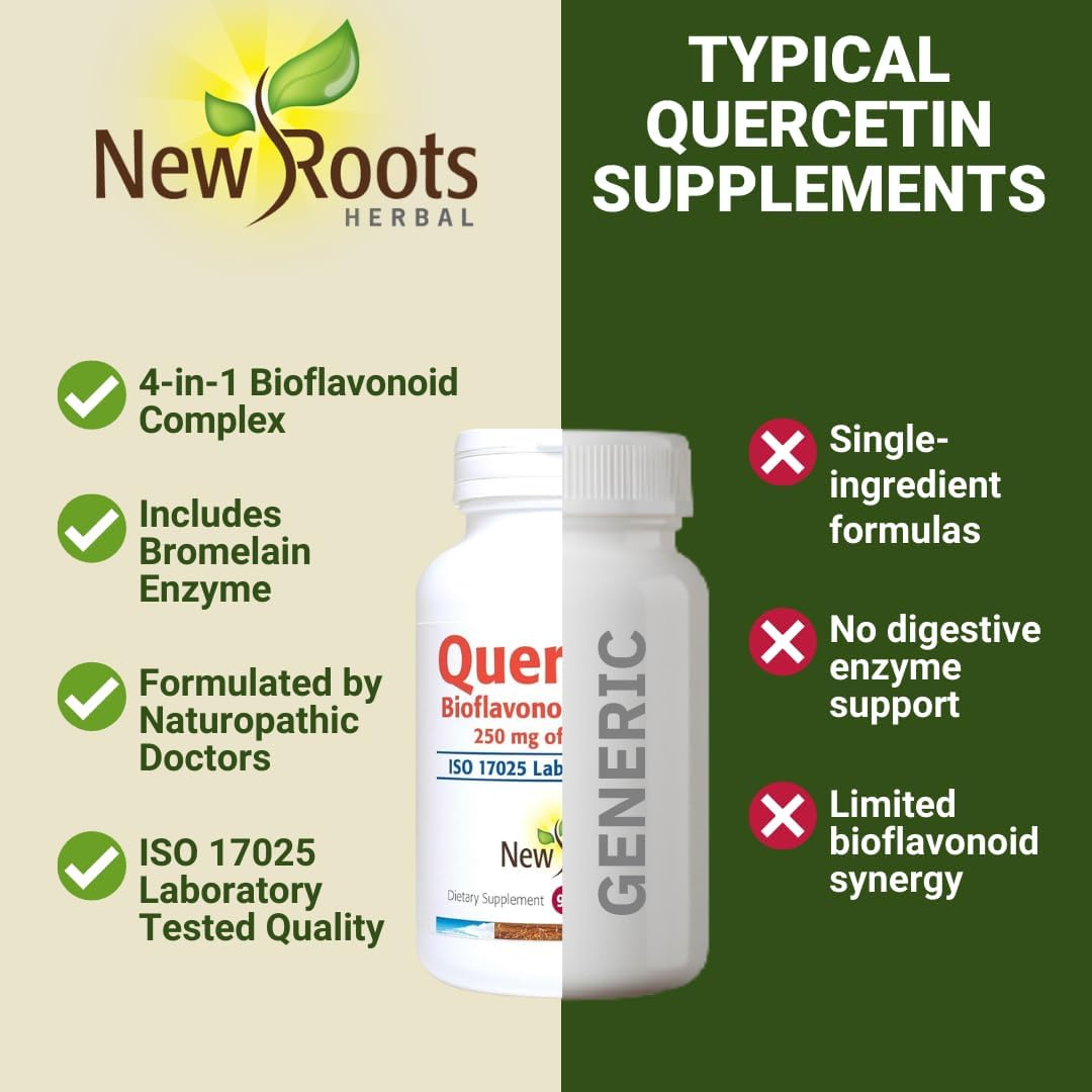 NEW ROOTS HERBAL Quercetin con Bromelina y Rutina - 90 Cápsulas Veganas
