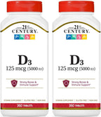 21st Century D 5000 UI Comprimidos, 360 unidades (Paquete de 2)