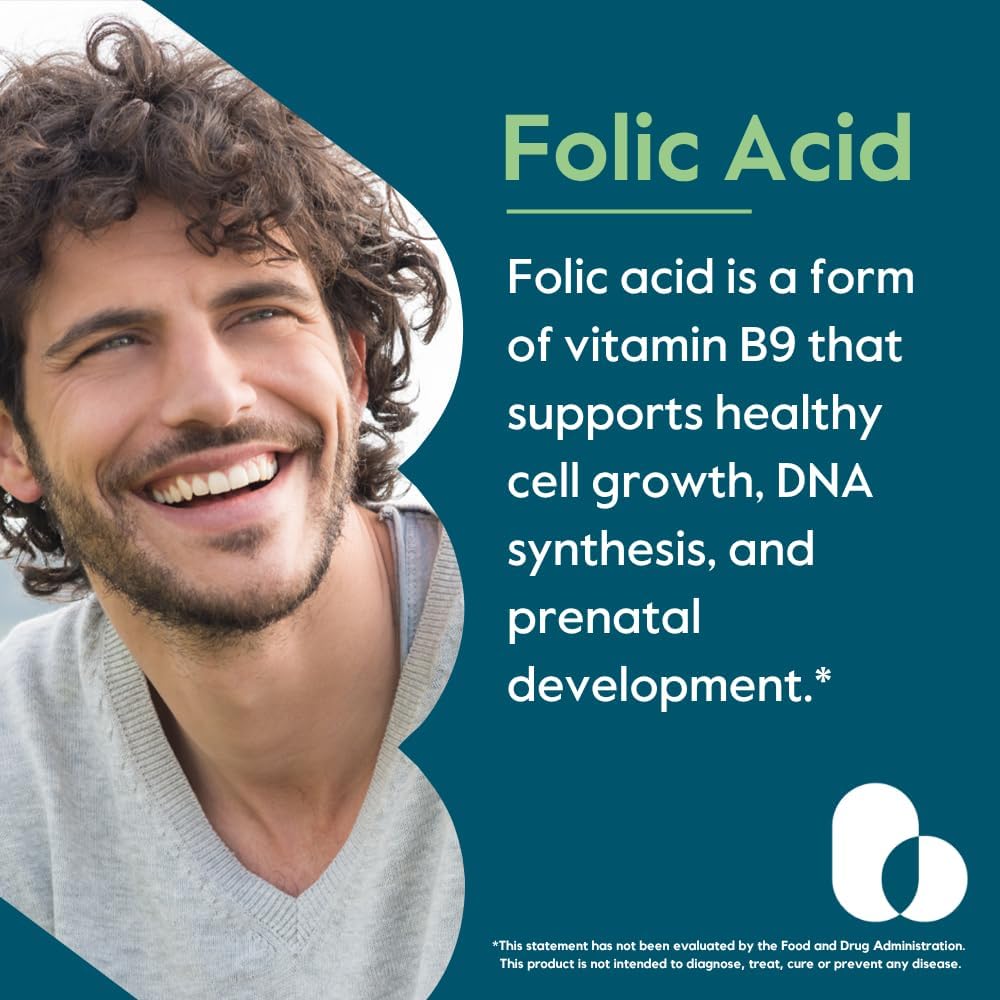 BESTVITE Ácido Fólico 1000mcg (Vitamina B9) - 240 Cápsulas Vegetarianas