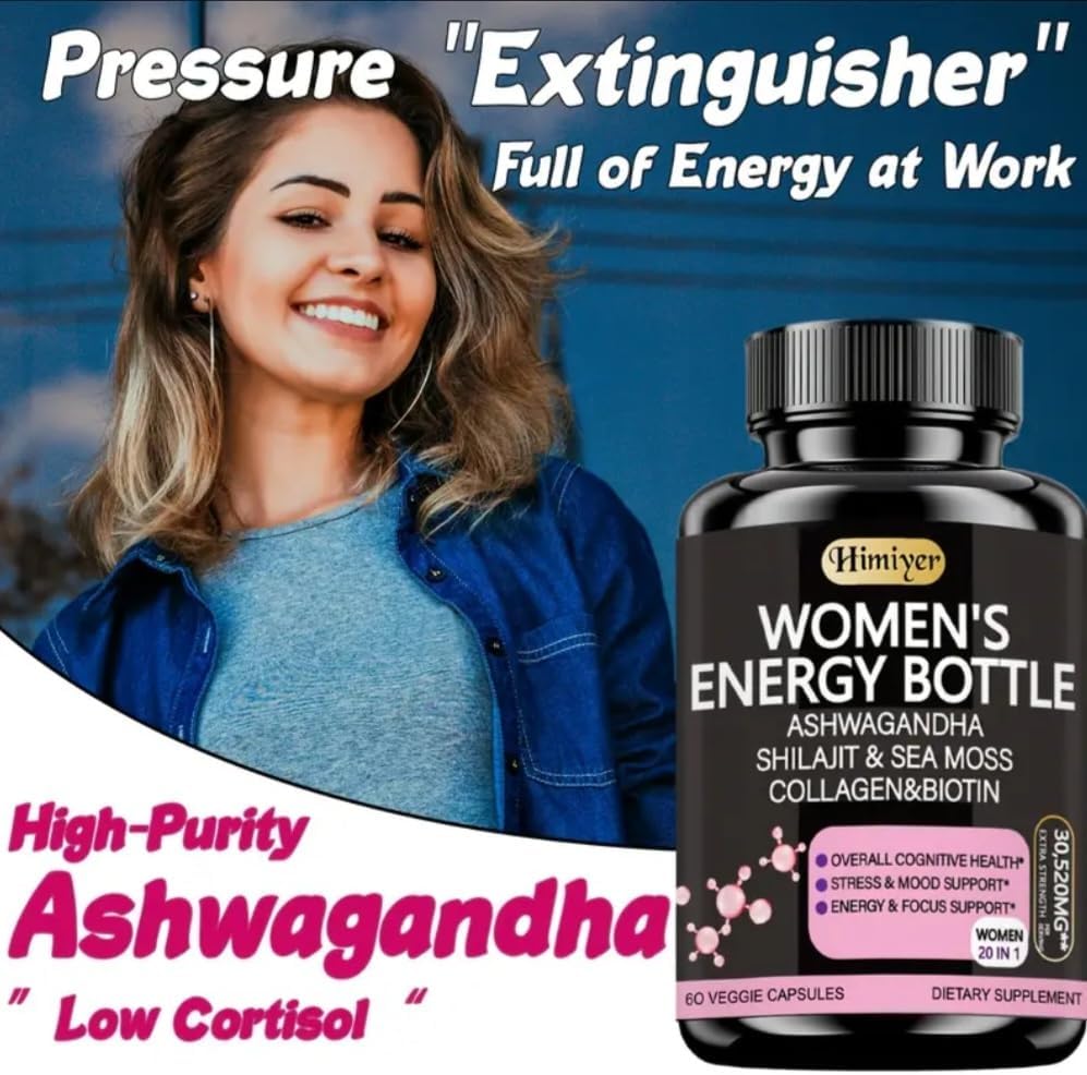 Himiyer Women's Energy Supplement, 60 Veggie – Sea Moss (musgo marino) : alga rica en minerales como yodo y zinc, – Image 3