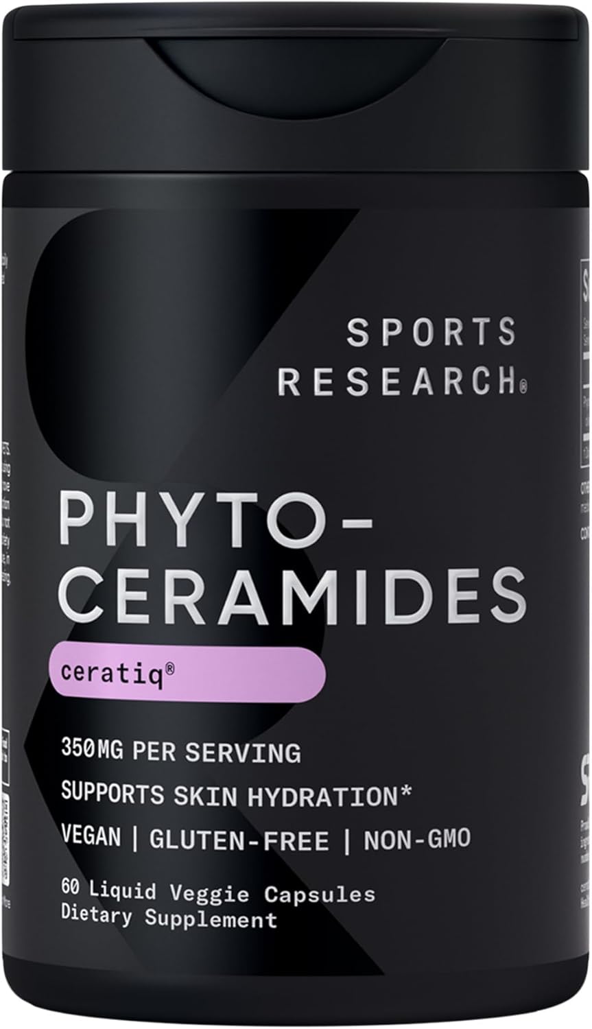 Sports Research Phytoceramides 350mg - 30 Softgels - Vegetable Phytoceramides for Skin