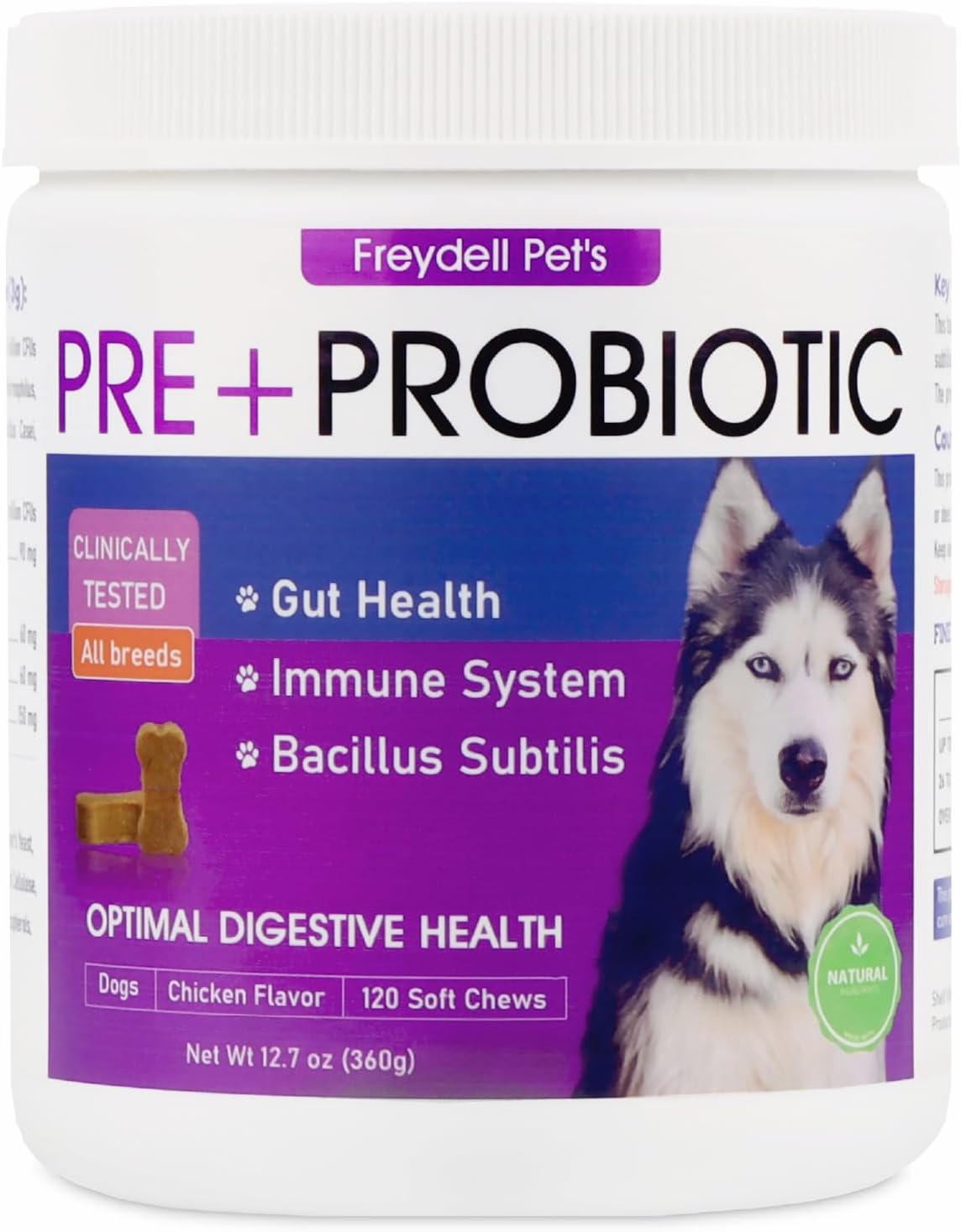 Freydell Pets Probióticos para Perros – Enzimas Digestivas, Prebióticos y Fibra – Salud Intestinal – 120 Chews