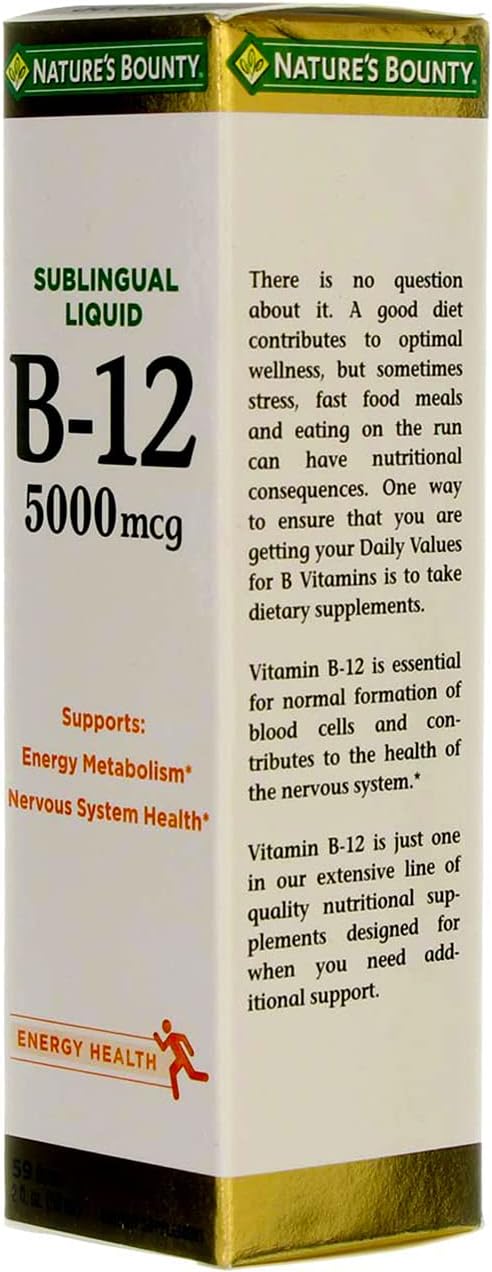 Nature's Bounty B-12 5000 mcg Líquido Sublingual, Paquete de 4 (2 oz cada uno)