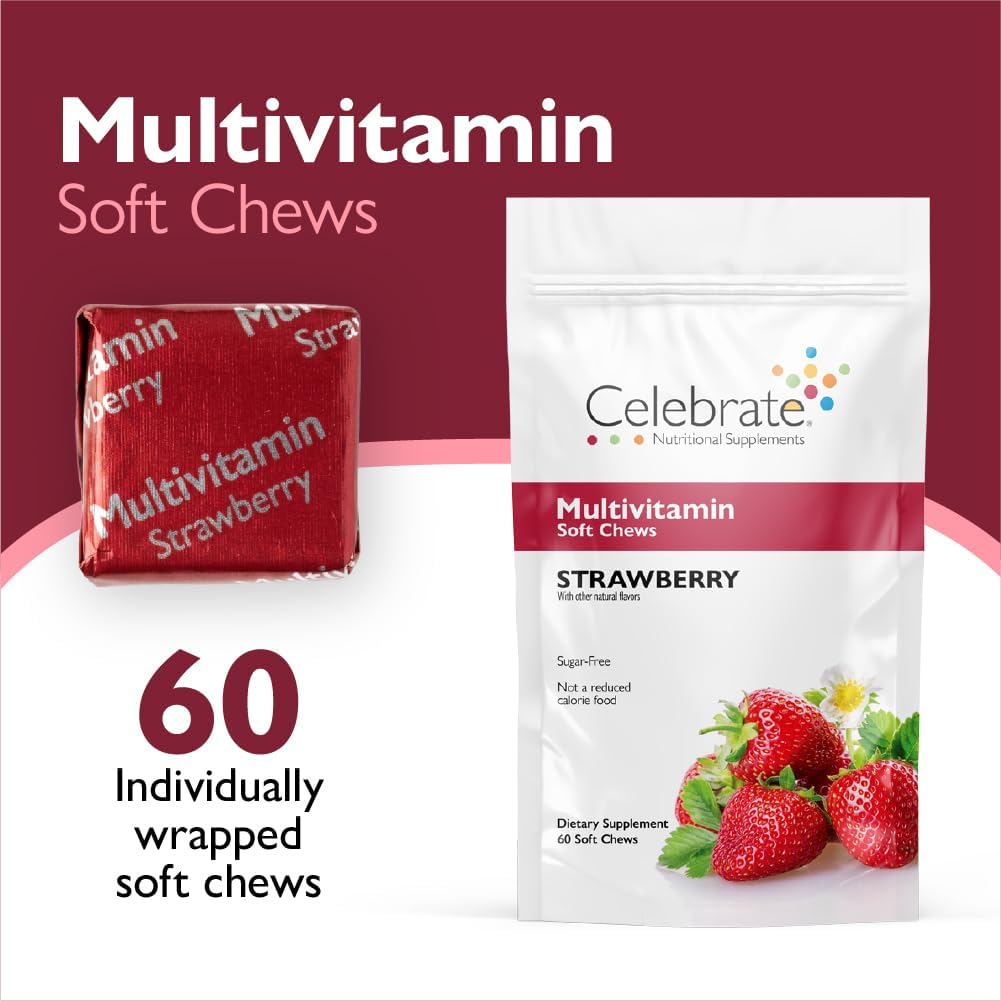 Celebrate Vitamins Multivitamínico Bariátrico Soft Chew - Fresa (60 unidades)