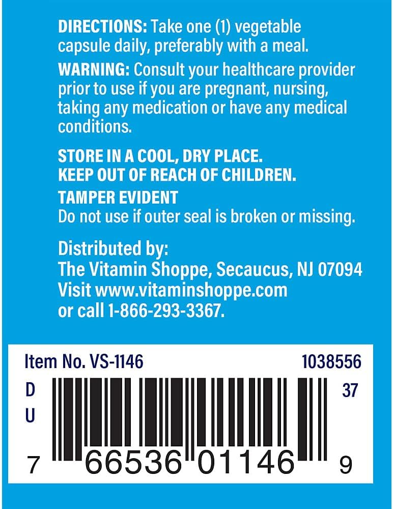 The Vitamin Shoppe Riboflavina Vitamina B2 100mg - 100 Cápsulas