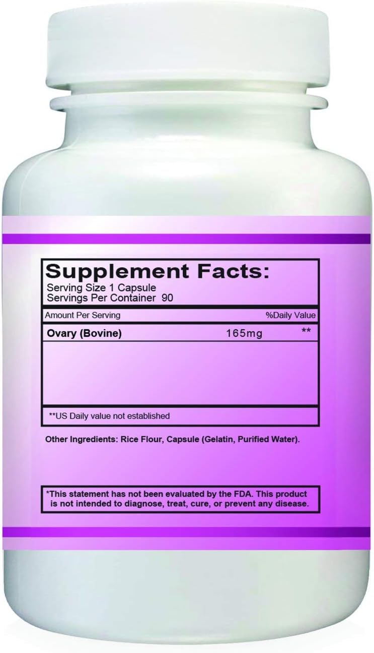 Simply Raw Ovary Glandular - 90 Cápsulas para Salud Femenina