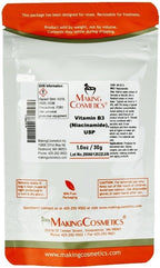 Niacinamida (Vitamina B3) USP Grado - Ingrediente Cosmético - 30g