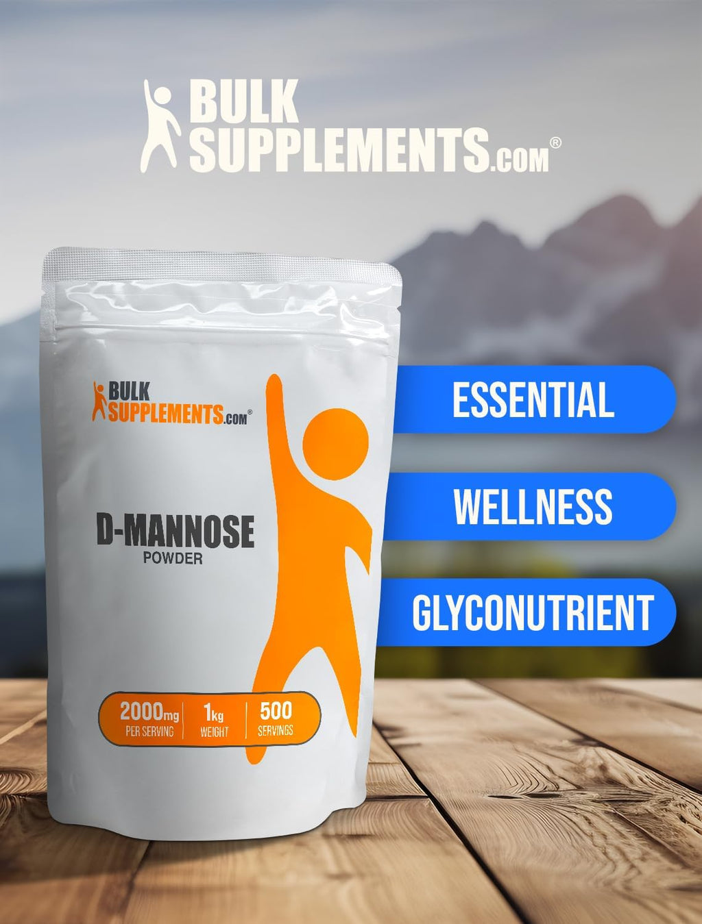 BulkSupplements Polvo de D-Manosa - Suplemento de D-Manosa para la Salud del Tracto Urinario - Sin Sabor y Sin Gluten, 2g por Ración, 1kg (Paquete de 5)