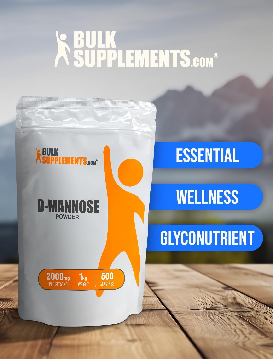 BulkSupplements Polvo de D-Manosa - Suplemento de D-Manosa para la Salud del Tracto Urinario - Sin Sabor y Sin Gluten, 2g por Ración, 1kg (Paquete de 5)
