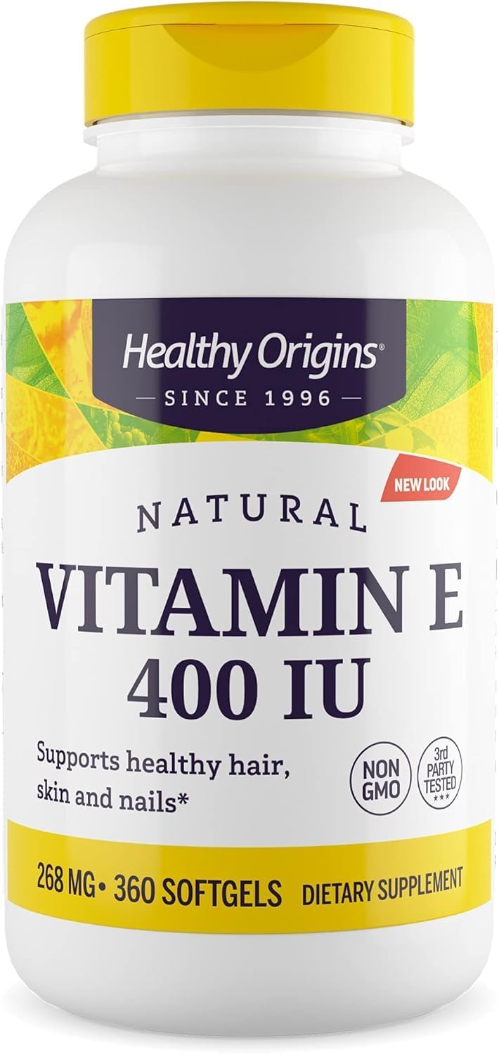 Healthy Origins Vitamina E 400 UI (268 mg) con Tocoferoles Mixtos Naturales - 90 Cápsulas Blandas
