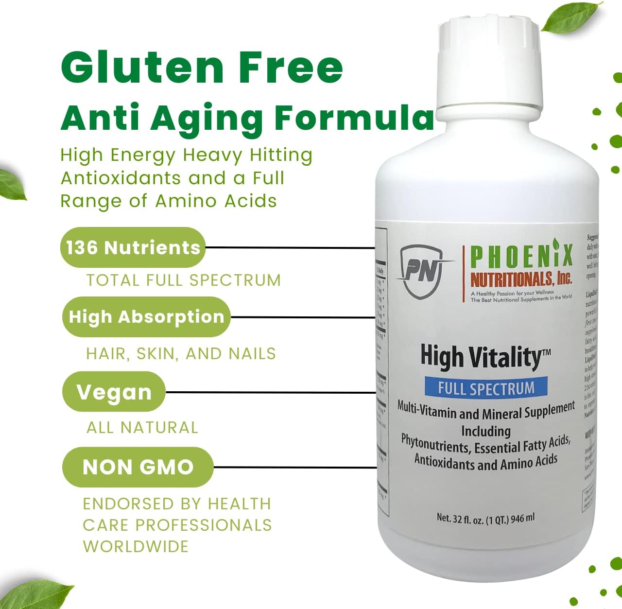 PHOENIX NUTRITIONALS Inc Multivitamin Mineral Formula 136 Nutrients High Energy