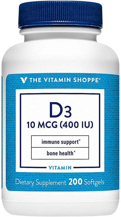 Vitamina D3 400 UI de The Vitamin Shoppe – – Contribuye a la absorción y utilización normal del calcio y del – Image 1