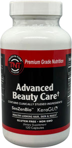 TOUGH-N-TONE Advanced Beauty Care - Biotina Vegana con SesZen-Bio®, KeraGLO® Queratina, Fo-Ti y Ácido Hialurónico - Suplemento para Cabello, Piel y Uñas - Sin OGM y Sin Gluten