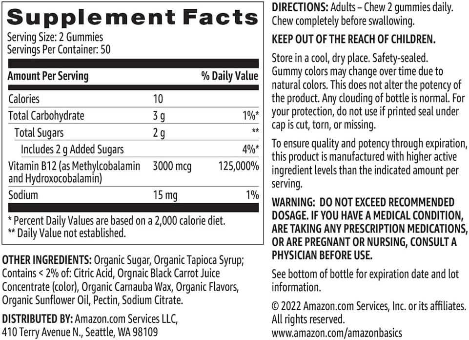 Vitamin B12 3000 mcg Gomitas - Sabor Frambuesa - 100 Unidades