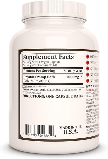 Remedy's Nutrition Corteza de Cramp | 1000 mg, 60 Cápsulas Veganas | Suplemento Herbal – Image 2
