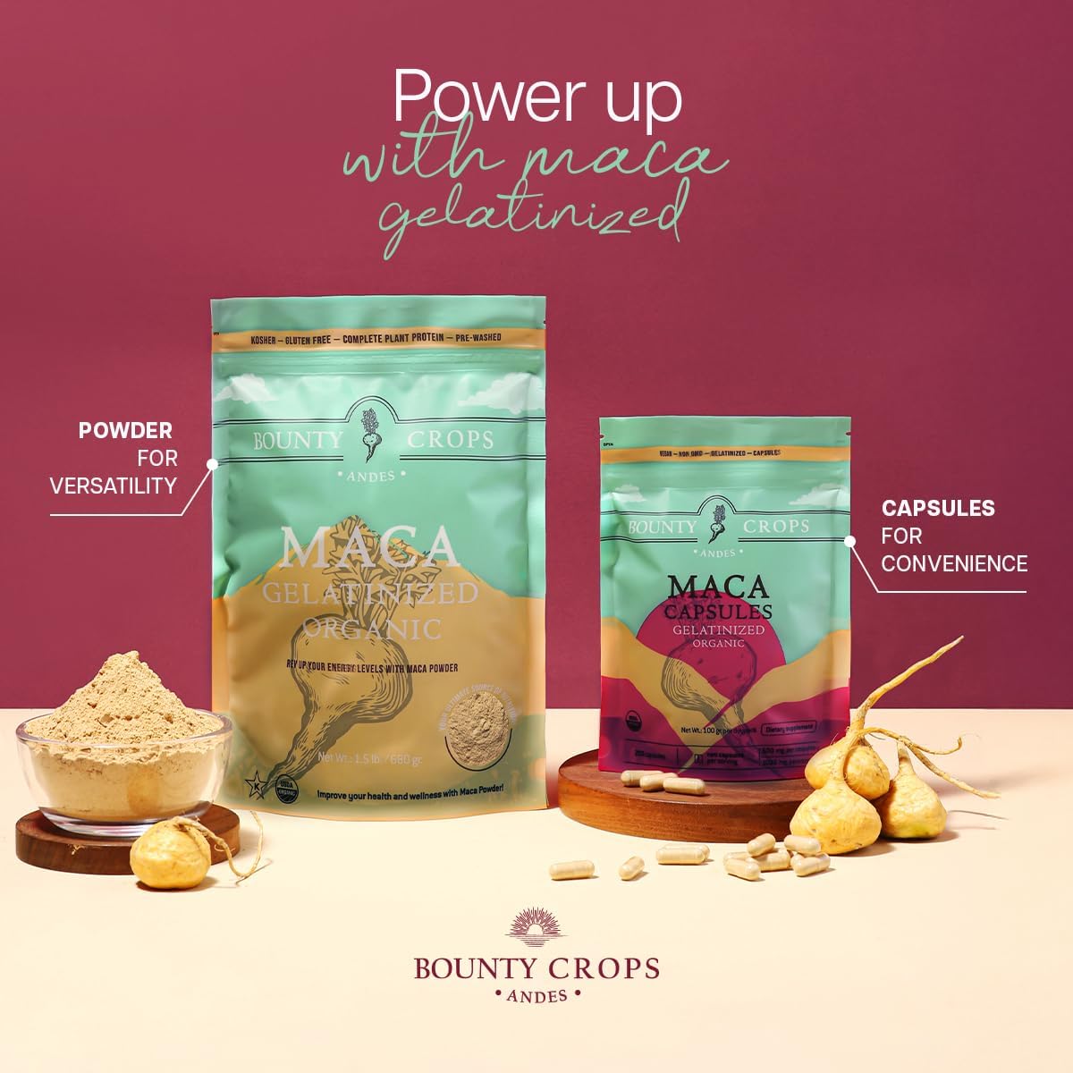 Bounty Crops Organic Maca Powder Gelatinized 24 Oz (680 g)