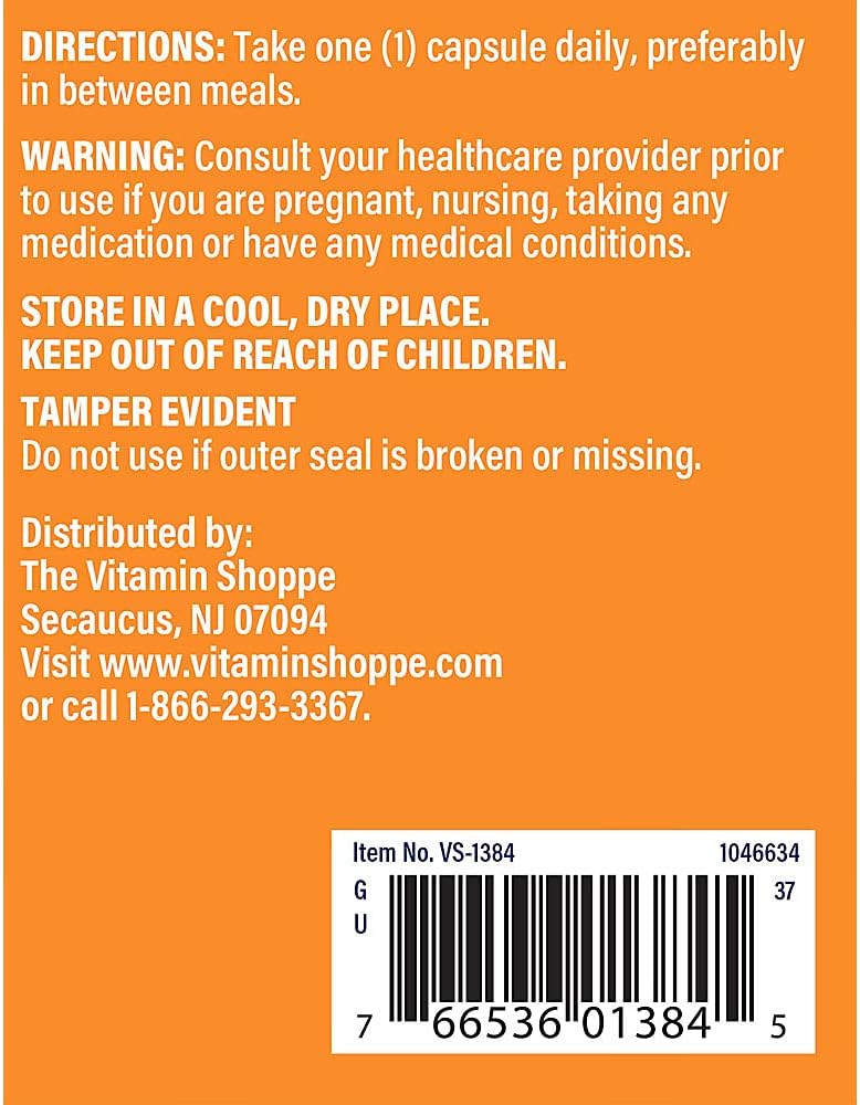 The Vitamin Shoppe L-Tirosina 500mg - Enfoque Mental y Apoyo al Estrés | Aminoácido de Forma Libre | 300 Cápsulas | Salud Cognitiva