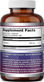 Amazing Formulas L-Tirosina 500 mg Cápsulas - Suplemento de Aminoácido (3 Envases | 180 Cápsulas)