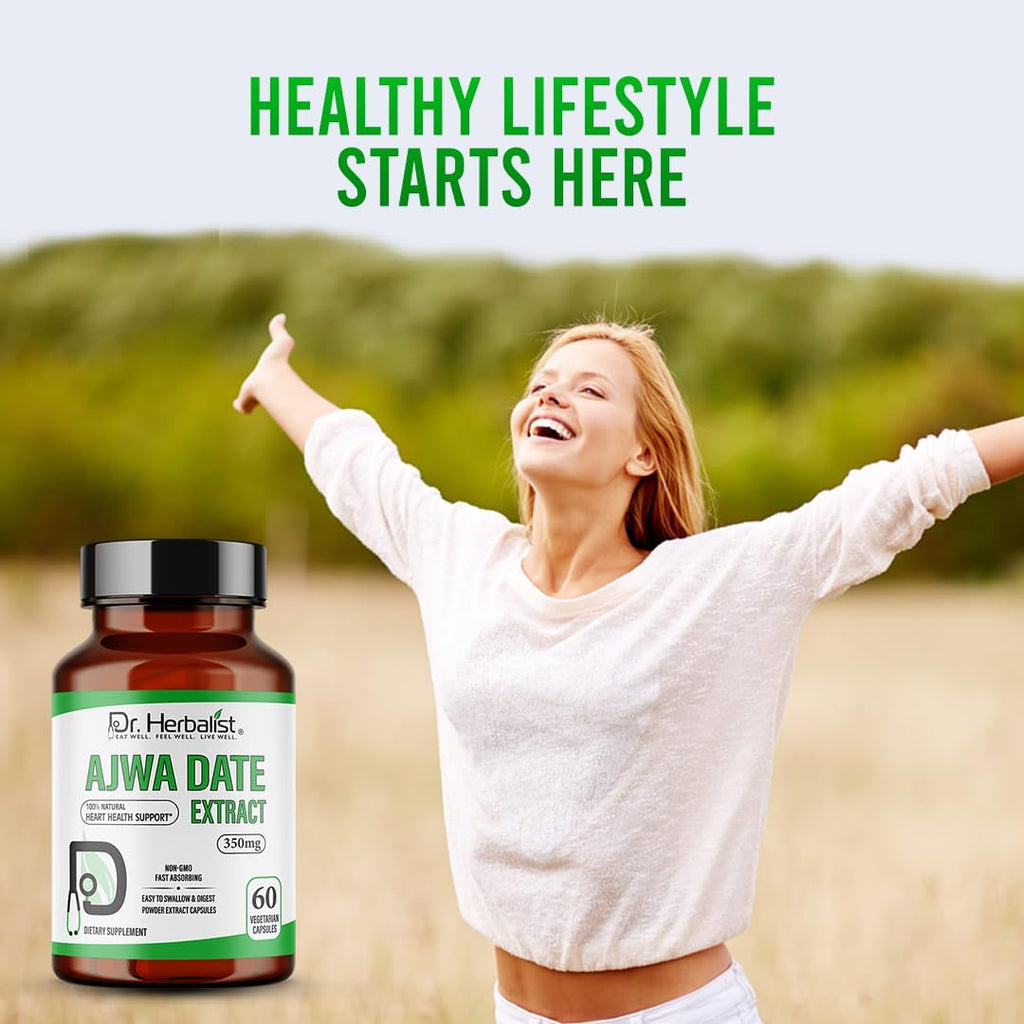 Dr. HERBALIST Extracto de Dátil Ajwa 350mg - 60 Cápsulas Vegetarianas