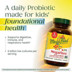 MegaFood MegaFlora Kids Probiotics - 5 Mil Millones de UFC - Sin OGM, Vegetariano, Sin 9 Alérgenos - 60 Cápsulas Mini