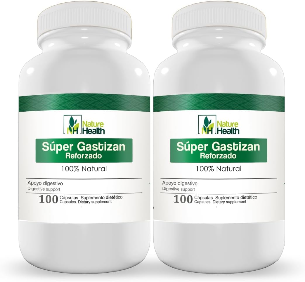 Super Gastrizan Nature Health - Cápsulas con Inca Muña, Uña de Gato, Menta, Culen, Romero y Manzanilla, Apoyo Digestivo Natural (Pack de 2)