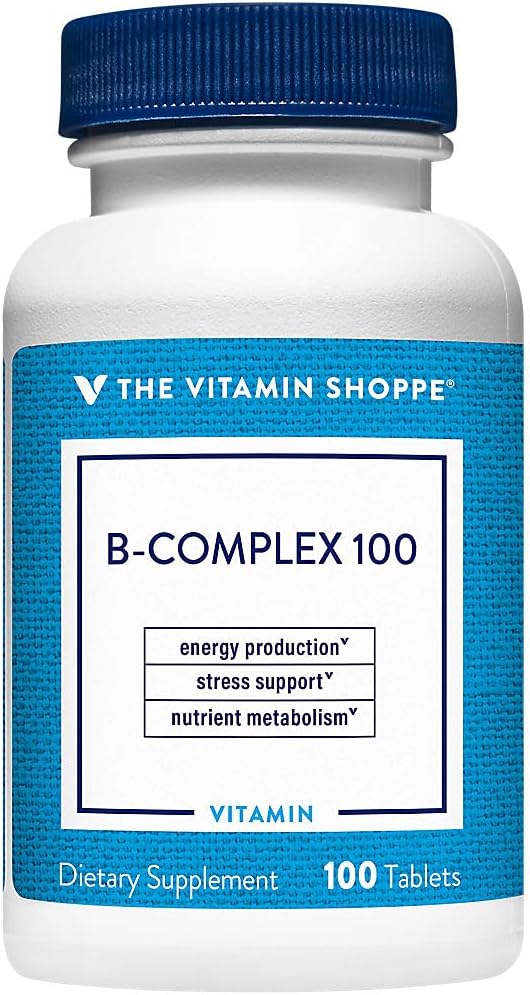 The Vitamin Shoppe Complejo Vitamina B - Apoyo al Metabolismo Energético y Sistema Nervioso, Vitaminas B Completas (100 Comprimidos)