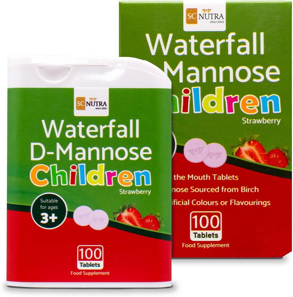 Waterfall D-Mannose Niños Comprimidos de Fusión Oral con Sabor a Fresa – 100 Comprimidos