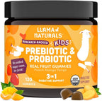 Llama Naturals Probiótico con Prebiótico para Niños - Gomitas Sabor Melocotón Mango, 120 uds