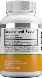 HAYAT Vitamins Vitamina D2 Vegana 2400 UI (60 mcg) - 60 Comprimidos