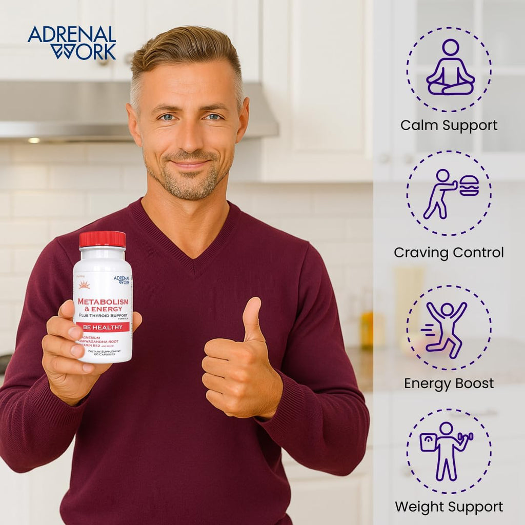 Adrenalwork Complemento para el Estrés con Ashwagandha Orgánica, Rhodiola y Albahaca Santa – 60 Cápsulas