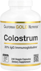 California Gold Nutrition Calostro Bovino Concentrado con Inmunoglobulinas - Apoyo Inmunitario - Sin Gluten, Sin OGM, Sin Antibióticos - 240 Cápsulas Vegetales