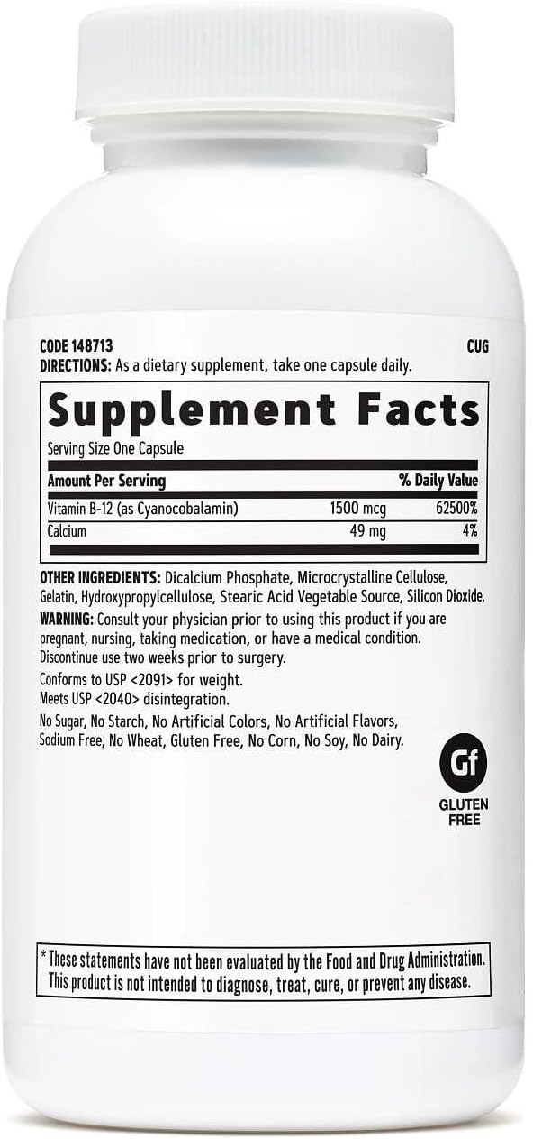 GNC Vitamina B-12 1500mcg, Apoya la Producción de Energía, 90 Cápsulas