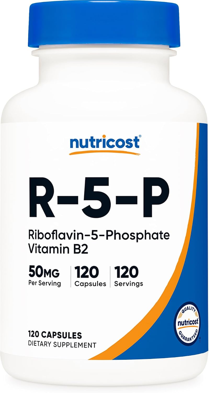 Nutricost R-5-P (Riboflavina-5-Fosfato) Vitamina B2, 50 mg, 120 Cápsulas - Vegano, Sin OGM