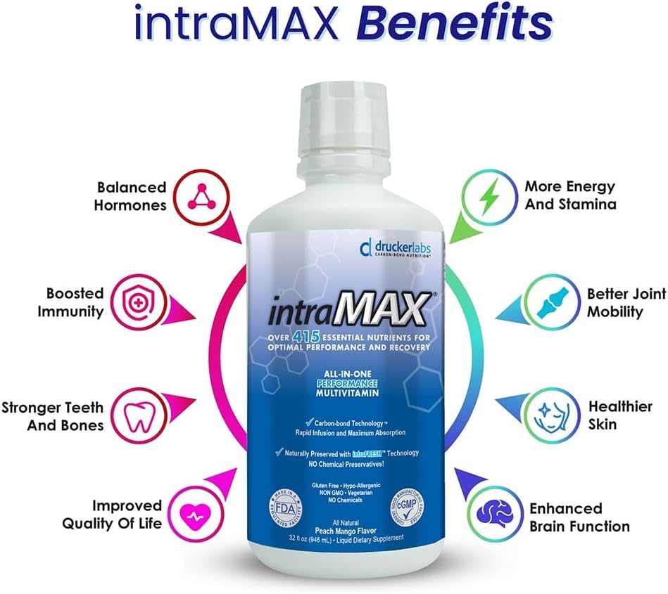 intraMAX Multivitamínico Líquido Orgánico, 32 oz (Peach Mango)