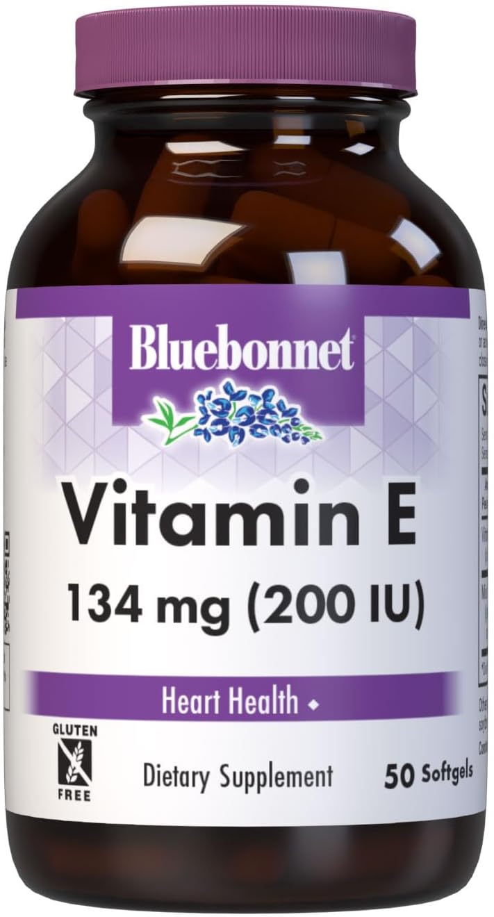 Bluebonnet Vitamin E 200 UI con Tocoferoles Mixtos, 50 Cápsulas Blandas