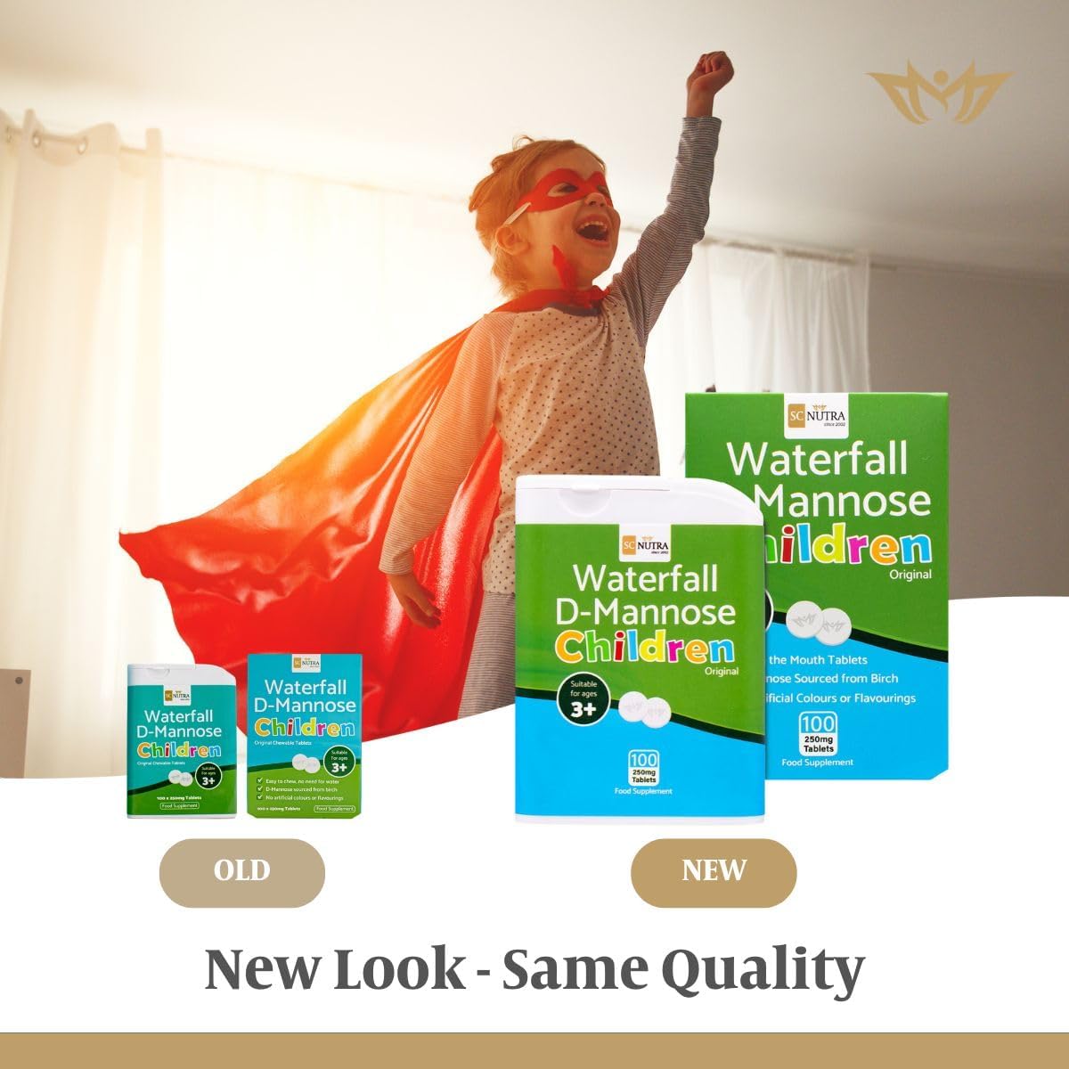Waterfall D-Mannose Niños Original | Sin Colorantes ni Aromas Artificiales | Vegano | 250 mg Comprimidos de Disolución Oral – 100 Unidades