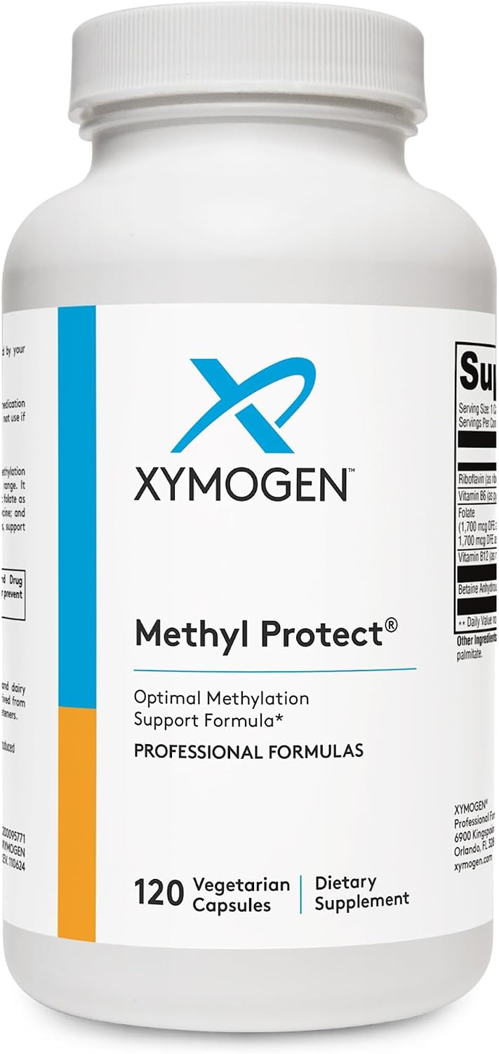 XYMOGEN Methyl Protect - 3400 mcg 5-MTHF (5-Metiltetrahidrofolato) con Vitaminas B Activadas - Apoyo Cardiovascular y Neurológico - 120 Cápsulas Vegetarianas