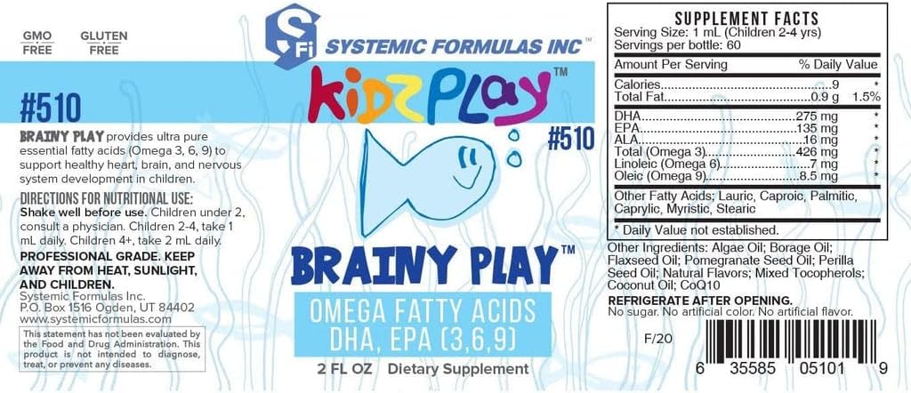 Systemic Formulas Brainy Play - Nerve Development, 1 ml, Kidz Play #510