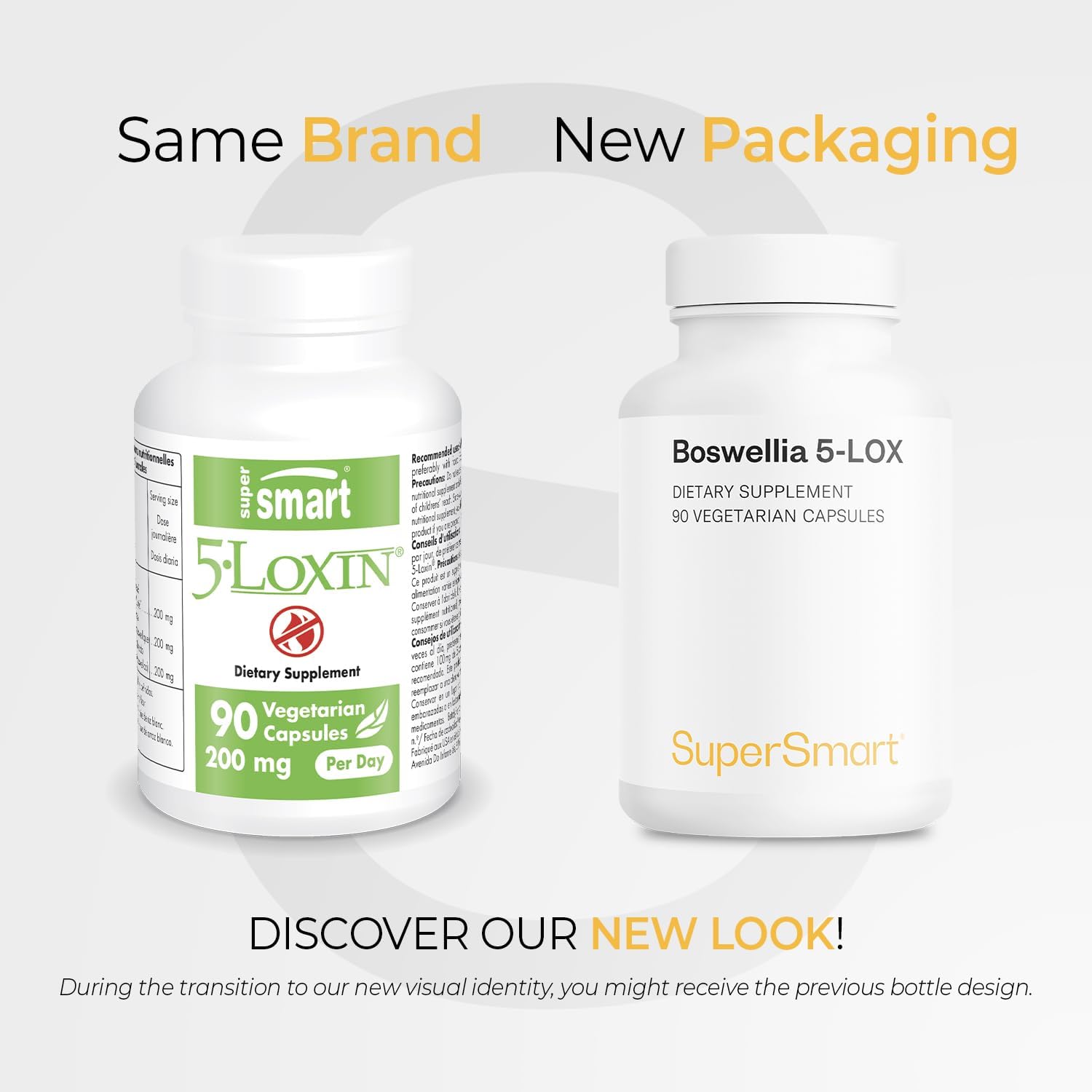 Supersmart - 5-Loxin 200mg al Día (Patented) - AKBA Suplemento - Extracto de Boswellia Serrata | No GMO y Sin Gluten - 90 Cápsulas Vegetales