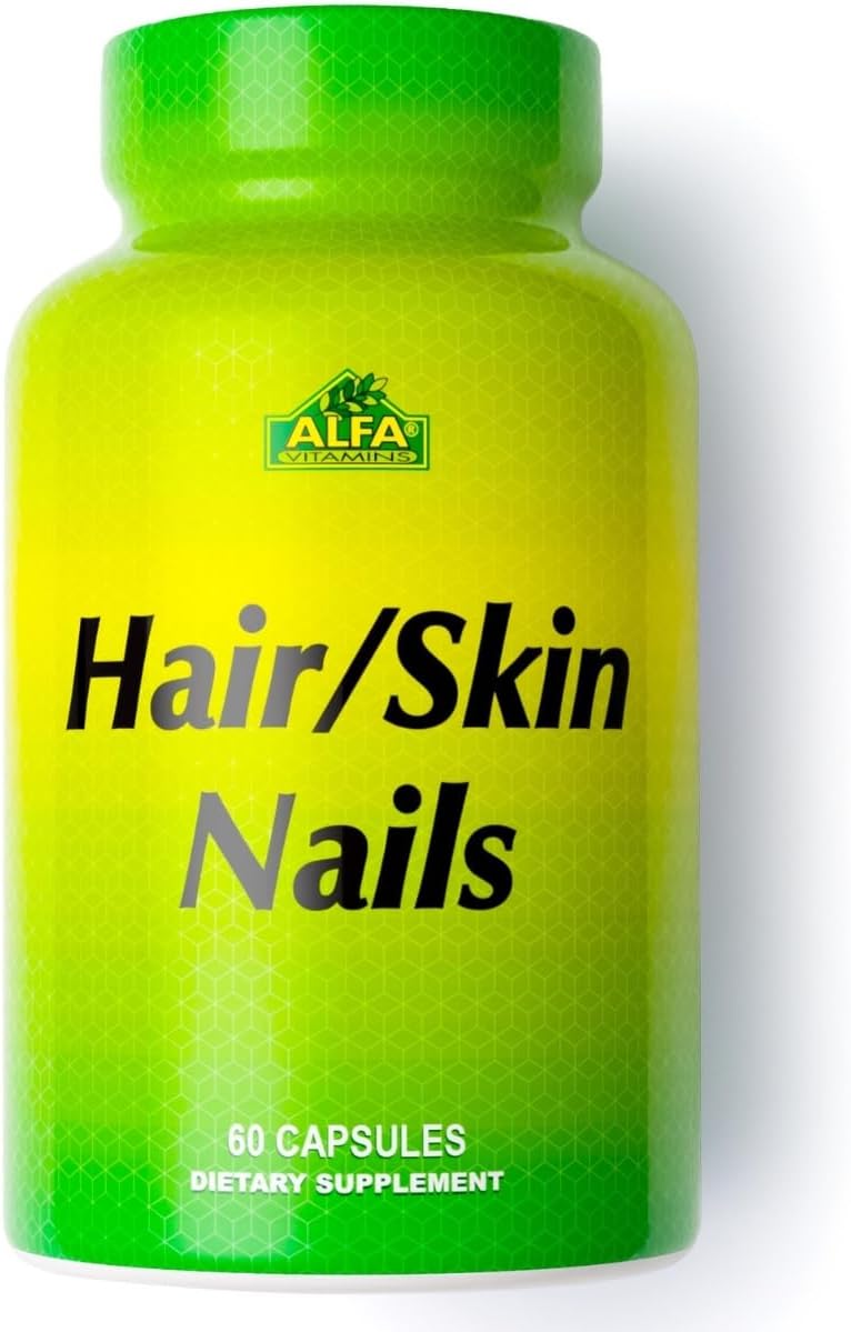 ALFA VITAMINS - Hair/Skin Nails Suplemento Natural - Vitaminas y Minerales Esenciales para la Salud de la Piel, Cabello y Uñas - 60 Cápsulas