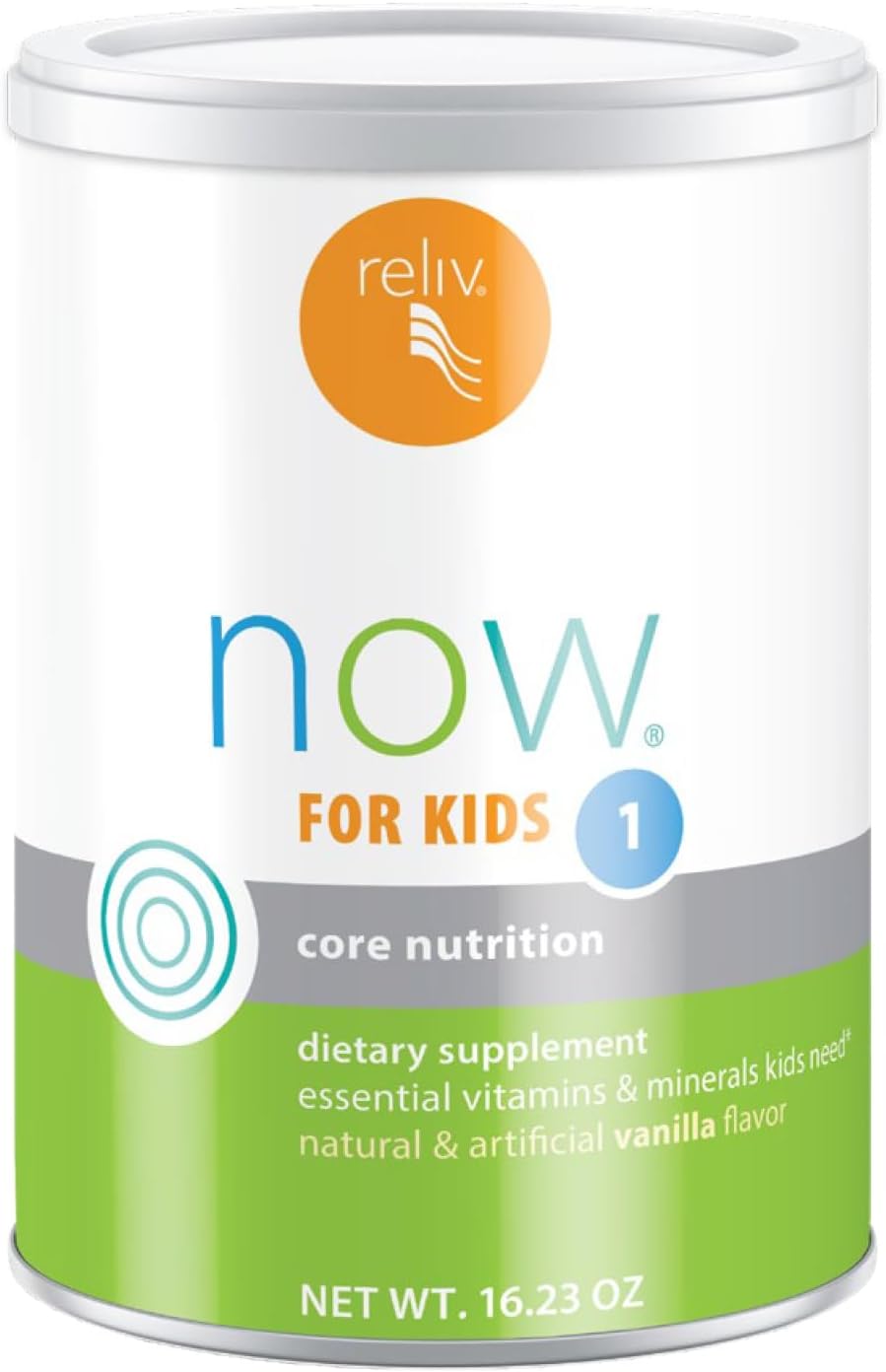RELIV Now for Kids 1 Vainilla - Batido Nutricional Bajo en Azúcar con Vitaminas, Minerales y Proteína Vegetal para el Crecimiento y Desarrollo, 30 porciones